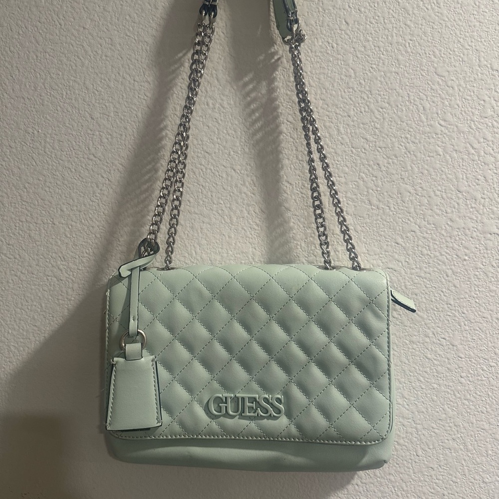 GUESS Light Green Quilted Crossbody Bag